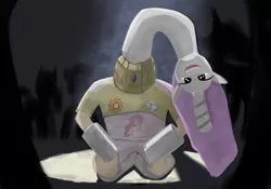 Size: 2000x1397 | Tagged: safe, artist:solid shrimp, derpibooru import, princess celestia, human, 4chan, 4chan cup, bad end, image, png, silhouette, the burdened, ultrakill, unknown pony