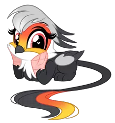Size: 1832x1957 | Tagged: safe, artist:emberslament, derpibooru import, oc, oc:angelcrest, unofficial characters only, gryphon, chibi, cute, griffon oc, heart eyes, image, looking at you, png, simple background, transparent background, wingding eyes