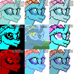 Size: 384x384 | Tagged: safe, artist:derek the metagamer, derpibooru import, ocellus, changedling, changeling, aseprite, atari 2600, cga, commodore 64, image, msx, nintendo entertainment system, palette swap, pixel art, png, recolor, solo, virtual boy, zx spectrum