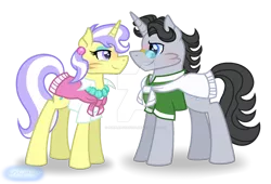 Size: 1280x871 | Tagged: safe, artist:purplepotato04, derpibooru import, jet set, upper crust, pony, deviantart watermark, female, image, male, obtrusive watermark, png, shipping, simple background, straight, transparent background, upperset, watermark