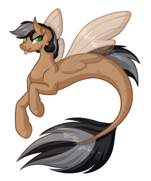 Size: 2238x2679 | Tagged: safe, artist:amazing-artsong, derpibooru import, oc, unofficial characters only, pegasus, pony, seapony (g4), clothes, dorsal fin, female, fin wings, fish tail, flowing tail, gray mane, green eyes, image, looking at you, png, seaponified, see-through, simple background, smiling, solo, species swap, tail, tongue out, transparent background, wings