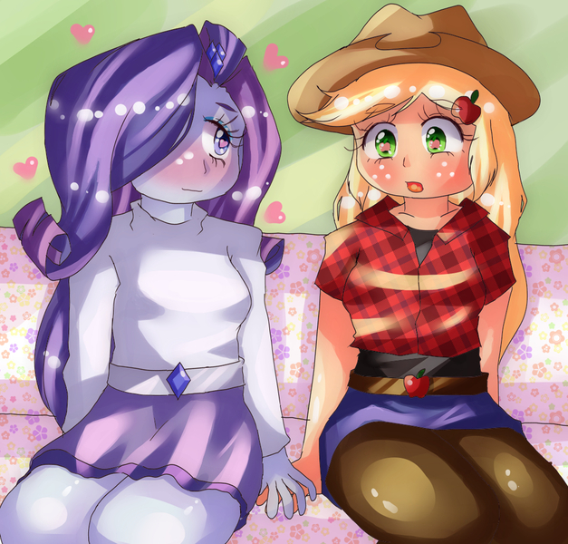 Size: 1069x1023 | Tagged: safe, artist:araiiara123, derpibooru import, applejack, rarity, equestria girls, holding hands, image, jpeg