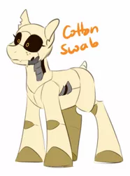 Size: 800x1074 | Tagged: safe, artist:redxbacon, derpibooru import, oc, oc:cotton swab, pony, robot, robot pony, fallout, image, jpeg, solo, synth