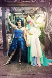 Size: 1364x2048 | Tagged: safe, artist:mieucosplay, artist:sarahndipity cosplay, derpibooru import, princess celestia, princess luna, human, babscon, babscon 2018, clothes, cosplay, costume, holding hands, image, irl, irl human, jpeg, photo