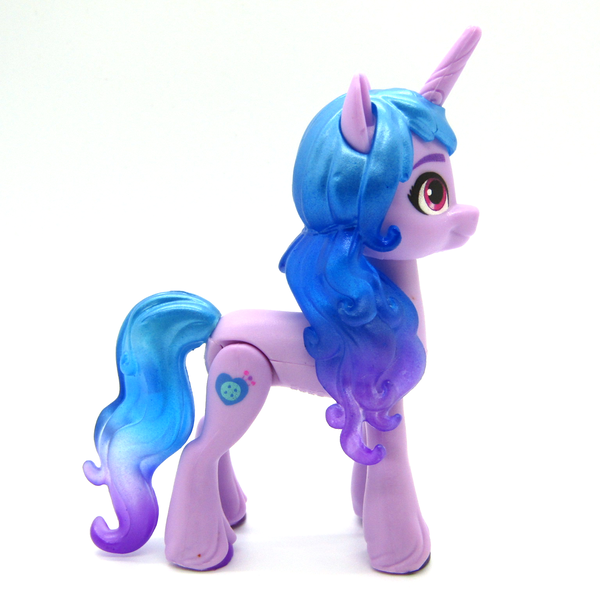 Size: 1536x1536 | Tagged: safe, derpibooru import, photographer:imiya, izzy moonbow, pony, unicorn, female, g5, image, mare, merchandise, png, side view, simple background, solo, toy, white background