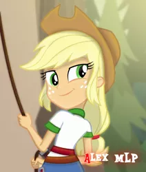 Size: 886x1046 | Tagged: safe, artist:alex mlp, derpibooru import, edit, edited screencap, screencap, applejack, equestria girls, legend of everfree, image, looking back, png, solo