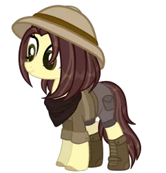 Size: 2125x2203 | Tagged: safe, alternate version, artist:aurorakaufmann, derpibooru import, oc, oc:safari sunset, unofficial characters only, earth pony, pony, bandana, belt, boots, clothes, derpibooru exclusive, female, hat, image, mare, png, shirt, shoes, shorts, simple background, solo, transparent background