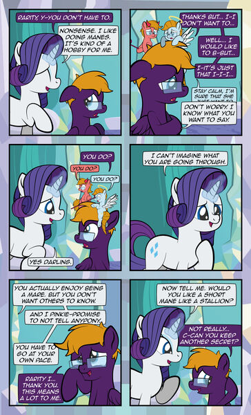 Size: 1920x3169 | Tagged: safe, artist:alexdti, derpibooru import, rarity, oc, oc:aqua lux, oc:purple creativity, oc:warm focus, pony, comic:quest for friendship, image, jpeg, shoulder angel, shoulder devil