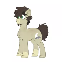 Size: 600x600 | Tagged: safe, artist:dippchip, derpibooru import, oc, oc:khaki (dippchip), unofficial characters only, earth pony, pony, chest fluff, dirty, facial hair, image, male, png, simple background, solo, stallion, white background