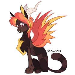 Size: 2000x2000 | Tagged: safe, artist:renhorse, derpibooru import, oc, draconequus, hybrid, image, male, offspring, parent:discord, parent:fire flare, png, simple background, solo, transparent background