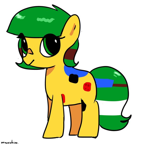 Size: 3000x3000 | Tagged: safe, artist:mareschizo, artist:omelettepony, derpibooru import, oc, oc:blocky bits, unofficial characters only, earth pony, pony, cute, female, full body, image, jpeg, mare, simple background, solo, standing