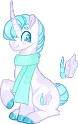 Size: 591x936 | Tagged: safe, artist:lilywolfpie-yt, derpibooru import, oc, pony, unicorn, clothes, image, male, offspring, parent:fleur-de-lis, parent:sky stinger, png, scarf, simple background, solo, stallion, transparent background