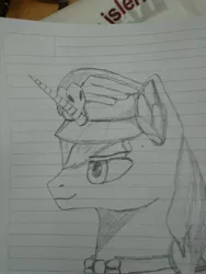 Size: 3120x4160 | Tagged: safe, artist:mrscroup, artist:mustaphatr, derpibooru import, prince blueblood, pony, unicorn, equestria at war mod, bowtie, clothes, hat, image, jpeg, lined paper, solo, traditional art