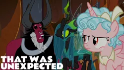 Size: 1280x720 | Tagged: safe, derpibooru import, edit, edited screencap, editor:quoterific, screencap, cozy glow, lord tirek, queen chrysalis, alicorn, centaur, changeling, changeling queen, pegasus, pony, season 9, the ending of the end, spoiler:s09, alicornified, cozycorn, female, filly, image, jpeg, male, open mouth, race swap