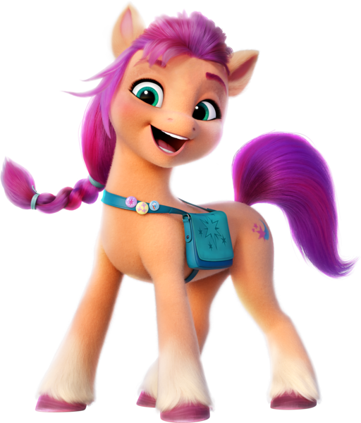 Size: 5225x6118 | Tagged: safe, derpibooru import, official, sunny starscout, earth pony, pony, my little pony: a new generation, badge, bag, female, fluttershy's cutie mark, g5, image, mare, png, rainbow dash's cutie mark, satchel, simple background, solo, transparent background, twilight sparkle's cutie mark