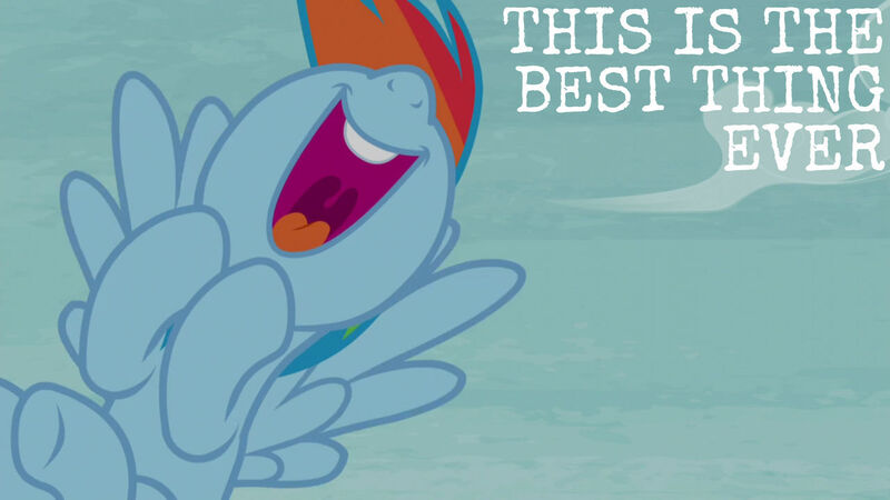 Size: 1280x720 | Tagged: safe, derpibooru import, edit, edited screencap, editor:quoterific, screencap, rainbow dash, pegasus, pony, rarity investigates, season 5, female, flying, image, jpeg, mare, nose in the air, open mouth, smiling, solo, uvula, volumetric mouth