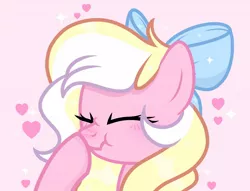 Size: 1410x1080 | Tagged: safe, artist:cstrawberrymilk, derpibooru import, oc, oc:bay breeze, unofficial characters only, pegasus, pony, blushing, boop, bow, cute, eyes closed, female, hair bow, image, jpeg, mare, ocbetes, pegasus oc, scrunchy face, self-boop, simple background, solo, wings