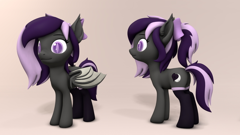 Size: 1920x1080 | Tagged: safe, artist:whiteskypony, derpibooru import, oc, oc:nightwalker, bat pony, pony, 3d, clothes, female, image, jpeg, mare, socks, solo