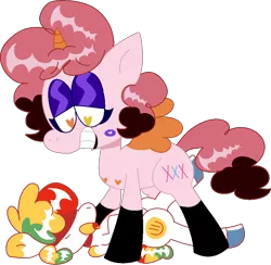 Size: 952x929 | Tagged: suggestive, artist:porbhyrophobia, derpibooru import, oc, oc:al kohal, oc:pink nightmare, unofficial characters only, alicorn, pegasus, pony, age difference, clothes, covered eyes, cutie mark, duo, eyeshadow, female, foalcon, freckles, heart eyes, heterochromia, image, imminent foalcon, imminent rape, imminent sex, lipstick, makeup, male, multicolored hair, pinned, png, simple background, smiley face, socks, stockings, straight, teenager, thigh highs, transparent background, underage, wingding eyes