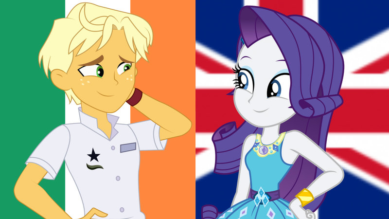 Size: 1920x1080 | Tagged: safe, artist:maretrick, derpibooru import, edit, ragamuffin (equestria girls), rarity, equestria girls, british, british flag, female, great britain, image, ireland, irish, irish flag, male, png, rarimuffin, shipping, straight