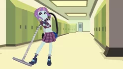 Size: 1920x1080 | Tagged: artist needed, safe, artist:ameyal, derpibooru import, edit, vector edit, sunny flare, equestria girls, 1000 hours in keynote, backpack vacuum cleaner, canterlot high, clothes, crossed arms, crystal prep academy uniform, female, hallway, image, jpeg, school, school uniform, short shirt, solo, solo female, vacuum cleaner, vector