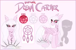 Size: 1024x681 | Tagged: safe, artist:nekomellow, derpibooru import, oc, oc:dreamcatcher, unofficial characters only, vampire, vampony, image, jewelry, looking at you, necklace, png, reference sheet, solo