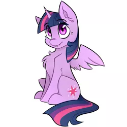 Size: 2749x2749 | Tagged: safe, artist:cabbiie, derpibooru import, part of a set, twilight sparkle, twilight sparkle (alicorn), alicorn, pony, chest fluff, ear fluff, eyebrows, eyebrows visible through hair, image, png, simple background, smiling, solo, white background, wingding eyes