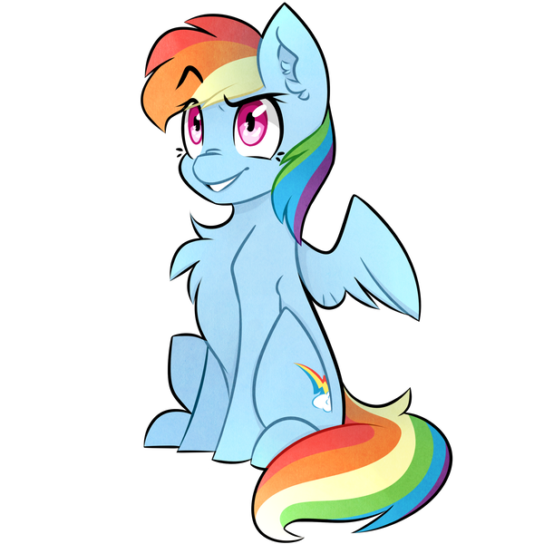 Size: 2760x2761 | Tagged: safe, artist:cabbiie, derpibooru import, part of a set, rainbow dash, pony, chest fluff, ear fluff, eyebrows, eyebrows visible through hair, image, png, simple background, smiling, solo, white background