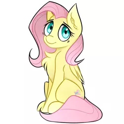 Size: 2611x2612 | Tagged: safe, artist:cabbiie, derpibooru import, part of a set, fluttershy, pony, chest fluff, ear fluff, image, png, simple background, smiling, solo, white background