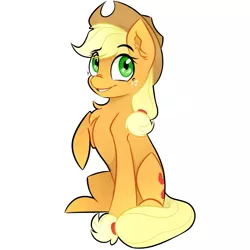 Size: 2753x2753 | Tagged: safe, artist:cabbiie, derpibooru import, part of a set, applejack, pony, chest fluff, ear fluff, image, png, simple background, smiling, solo, white background