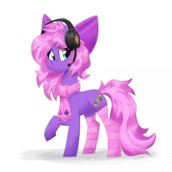 Size: 3500x3500 | Tagged: safe, artist:flutterthrash, derpibooru import, oc, oc:lillybit, unofficial characters only, adorkable, bow, clothes, cute, dork, gamer, gaming headset, headphones, headset, image, png, scarf, smiling