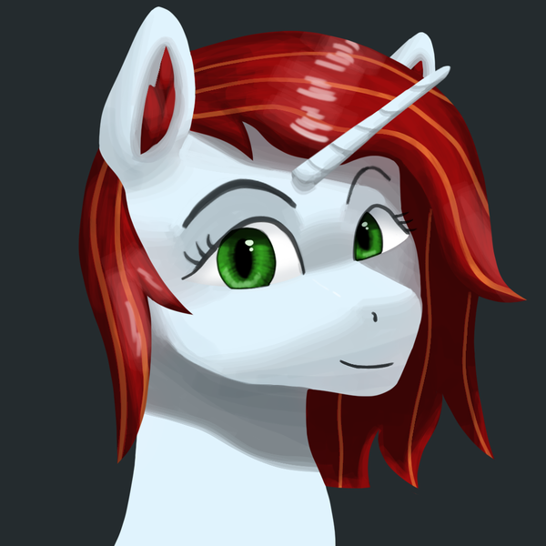 Size: 1000x1000 | Tagged: safe, artist:trotski432, derpibooru import, oc, oc:fireburst crescent, pony, unicorn, bust, female, image, looking at you, mare, png, portrait, simple background, smiling