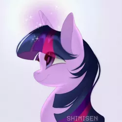 Size: 1700x1700 | Tagged: safe, artist:shimisen, derpibooru import, twilight sparkle, pony, bust, female, glowing horn, horn, image, jpeg, mare, portrait, profile, solo