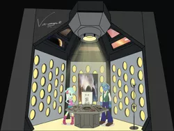 Size: 1280x960 | Tagged: safe, artist:vanossfan10, derpibooru import, doctor whooves, lyra heartstrings, time turner, human, equestria girls, doctor who, doctor whooves the living legacy, humanized, image, jpeg, tardis, tardis console room, tardis control room