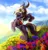 Size: 3000x3120 | Tagged: safe, artist:youth_roses, derpibooru import, oc, unofficial characters only, pony, bipedal, commission, flower, flower in hair, flower in tail, image, mountain, png