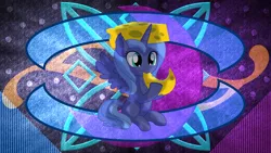 Size: 3840x2160 | Tagged: safe, artist:cyanlightning, artist:laszlvfx, derpibooru import, edit, princess luna, pony, cheese, cheese hat, cheese moon, female, filly, food, hat, image, png, solo, wallpaper, wallpaper edit, woona, younger