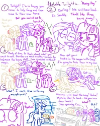 Size: 4779x6013 | Tagged: safe, artist:adorkabletwilightandfriends, derpibooru import, coco pommel, rarity, twilight sparkle, twilight sparkle (alicorn), oc, oc:greg, alicorn, comic:adorkable twilight and friends, adorkable, adorkable twilight, bowtie, burnout, butt, car, comic, conversation, cute, decieved, dork, driving, funny, group, humor, image, joking, moving, nervous, plot, png, pushing, put down, ridiculous, scared, slice of life, stationwagon, trickery