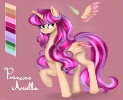 Size: 3337x2712 | Tagged: safe, artist:synthsparkle, derpibooru import, oc, oc:princess ariella, unofficial characters only, alicorn, pony, full body, image, png, reference, reference sheet, wings