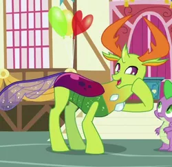 Size: 411x399 | Tagged: safe, derpibooru import, screencap, spike, thorax, changedling, changeling, dragon, triple threat, cropped, cute, duo, image, king thorax, open mouth, png, thorabetes