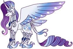 Size: 2240x1521 | Tagged: safe, artist:eonionic, derpibooru import, rarity, alicorn, pony, alicornified, image, png, race swap, raricorn, simple background, solo, tail feathers, transparent background