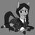 Size: 1000x1000 | Tagged: safe, artist:anonymous, oc, oc:wednesday, ponified, unofficial characters only, pony, braid, clothes, female, gray background, grayscale, hooves, image, looking at you, mare, monochrome, partial color, png, prone, simple background, solo, wednesday addams, weekday ponies