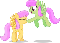 Size: 6775x4844 | Tagged: safe, artist:thatusualguy06, derpibooru import, merry may, sunny rays, pegasus, pony, .ai available, absurd resolution, background pony, boop, duo, duo female, eyes closed, female, flying, image, mare, nose wrinkle, open mouth, open smile, png, raised hoof, scrunchy face, show accurate, siblings, simple background, sisters, smiling, spread wings, transparent background, vector, wings