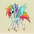 Size: 2059x2060 | Tagged: safe, artist:_psiionix_, derpibooru import, rainbow dash, pegasus, pony, alternate cutie mark, armor, beige background, blaze (coat marking), braid, coat markings, colored ears, colored hooves, eyeshadow, feathered fetlocks, female, gradient hooves, image, jpeg, makeup, mare, pale belly, redesign, solo, torn ear, two toned wings, wing armor, wings