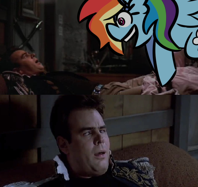 Size: 844x801 | Tagged: suggestive, artist:threetwotwo32232, derpibooru import, rainbow dash, pegasus, pony, dan aykroyd, female, ghostbusters, image, mare, png, ray stantz