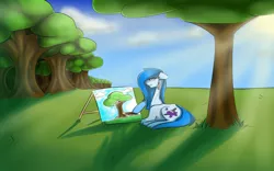 Size: 1132x706 | Tagged: safe, artist:penrosa, derpibooru import, oc, unofficial characters only, earth pony, pony, canvas, earth pony oc, image, jpeg, outdoors, painting, solo, tree