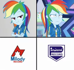 Size: 2106x2000 | Tagged: safe, derpibooru import, rainbow dash, equestria girls, equestria girls series, holidays unwrapped, rollercoaster of friendship, spoiler:eqg series (season 2), clothes, da fuq, hoodie, image, jacket, jpeg, milady record, perdana record, rainbow dash is best facemaker, rainbow dash is not amused, thunderbolt, unamused, wtf