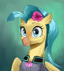 Size: 2700x3000 | Tagged: safe, artist:cadillacdynamite, derpibooru import, princess skystar, classical hippogriff, hippogriff, equestria at war mod, my little pony: the movie, blue eyes, bust, clothes, cute, eyelashes, female, freckles, image, png, portrait, skyabetes, solo, uniform
