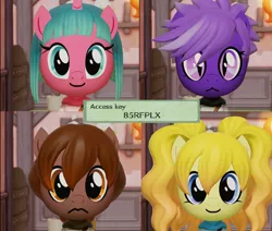 Size: 1274x1080 | Tagged: safe, artist:pastthesouthpole, derpibooru import, oc, oc:artemis sparkshower, oc:honour bound, oc:lily glamerspear, oc:purity ebonshield, unofficial characters only, bat pony, earth pony, pegasus, pony, unicorn, fanfic:everyday life with guardsmares, face, female, guardsmare, image, mare, mii, miitopia, nintendo, png, royal guard
