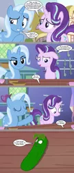 Size: 2219x5128 | Tagged: safe, artist:silverbuller, derpibooru import, edit, edited screencap, screencap, pinkie pie, starlight glimmer, trixie, all bottled up, comic, food, image, pickle, pickle rick, png, rick and morty, screencap comic