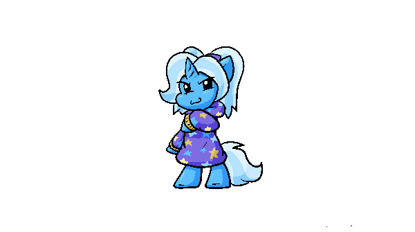 Size: 600x335 | Tagged: safe, artist:zutcha, derpibooru import, trixie, pony, unicorn, >:3, alternate hairstyle, babysitter trixie, bipedal, clothes, hoodie, image, png, smiling, solo